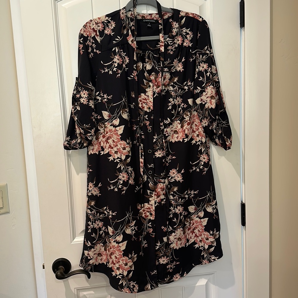 Floral shirt dress with tie belt